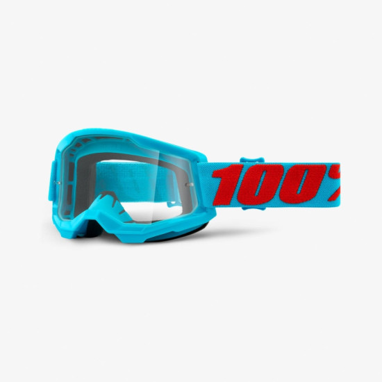 100 PERCENT STRATA 2 SUMMIT GOGGLES - CLEAR LENS - LIGHT BLUE / RED CLEAR LENS
