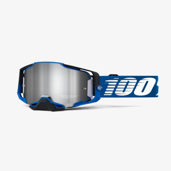 100 PERCENT ARMEGA ROCKCHUCK GOGGLES - FLASH SILVER LENS - BLUE / BLACK / WHITE SILVER MIRROR LENS