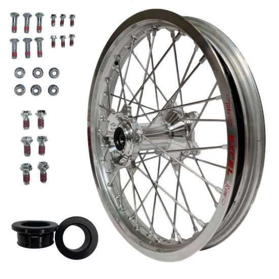 REX WHEELS (EXCEL) PROMOTION COMPLETE REAR WHEEL 18 INCH 18-2.15 YAMAHA YZF 250 / 450 '09-, SILVER RIM / SILVER HUB / SI