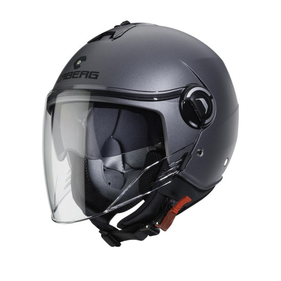 CABERG JET ATVIRAS ŠALMAS SU SKYDELIU, MODELIS RIVIERA V4X, VIENOS SPALVOS, MATINIS PILKAS, PANELIO METALO KAULOS, DYDIS