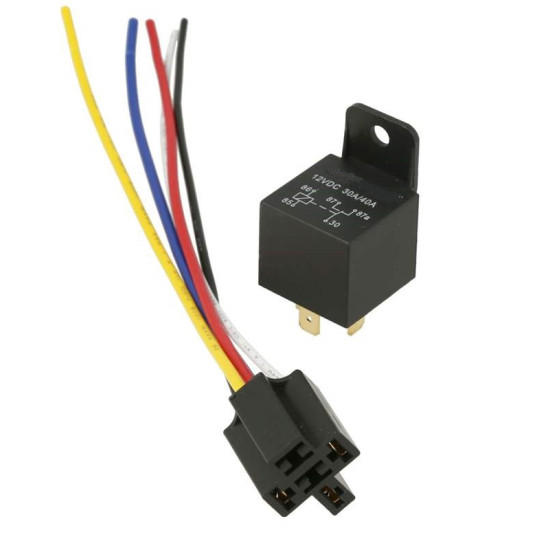 Relay with socktet 5 pins 12V DC 30 40A