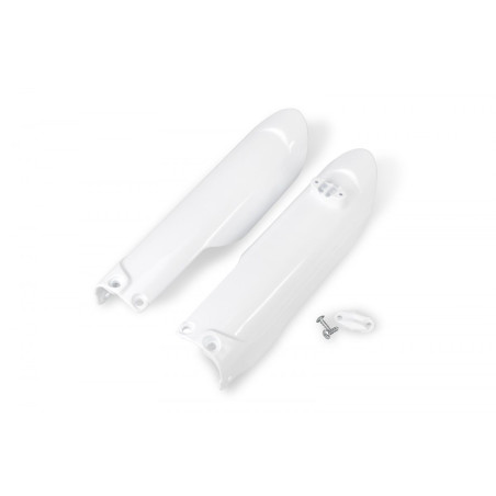 UFO front shock absorber protectors KTM SX 85 '18-'22, color white (WHITE NEW KTM '20-'23)