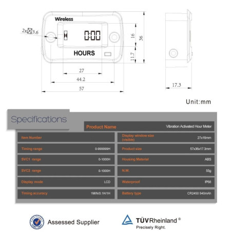 hourmeter vibration activated