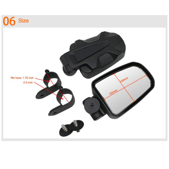 mirrors UTV set L+R + mounting kits 1,75
