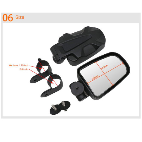 mirrors UTV set L+R + mounting kits 1,75