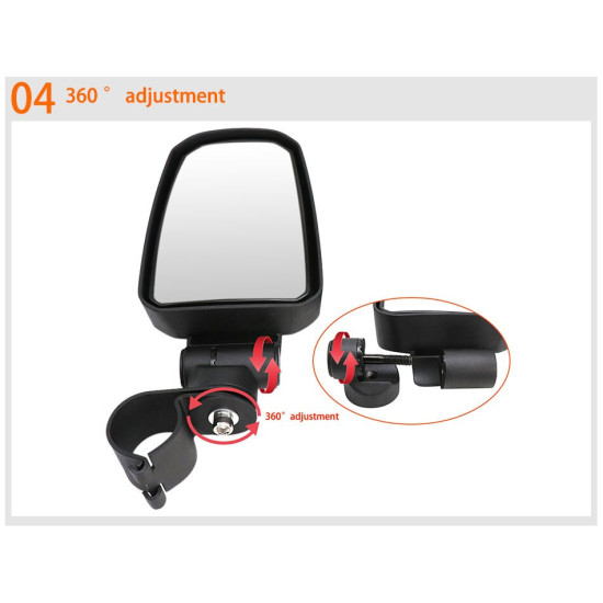 alu mirrors UTV set L+R + mounting kits 2