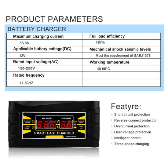 Intelligent LCD Display Charging 12 AH-100AH