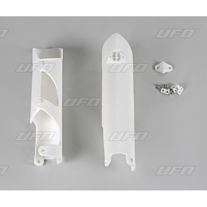 UFO front shock absorber guards KTM SX/SXF '07-'14, EXC '08-'15 color white OEM 7800109410004