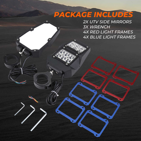 mirrors UTV set L+R with led light