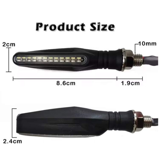 Flowing led light turn signal 2pcs white orange