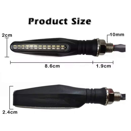 Flowing led light turn signal 2pcs white orange