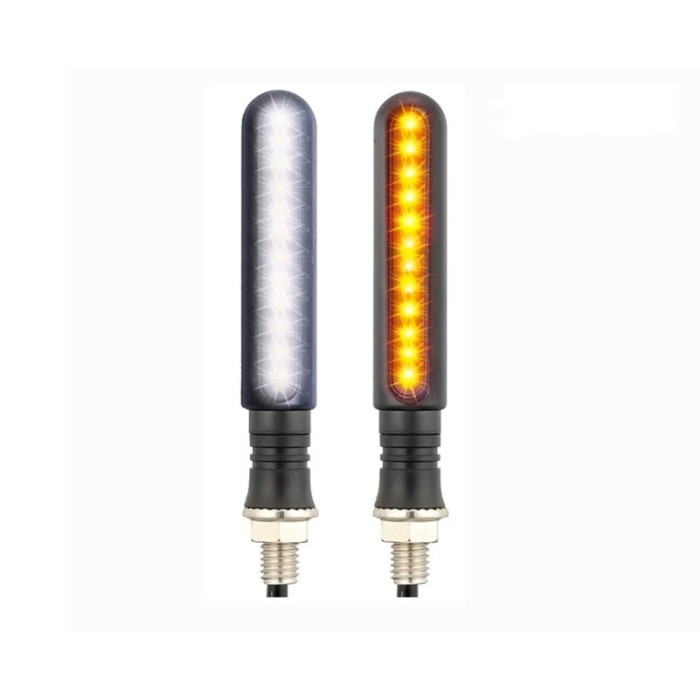 Flowing led light turn signal 2pcs orange + white homologation E54