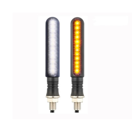 Flowing led light turn signal 2pcs orange + white homologation E54