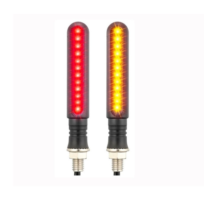 Flowing led light turn signal 2pcs orange + red homologation E54