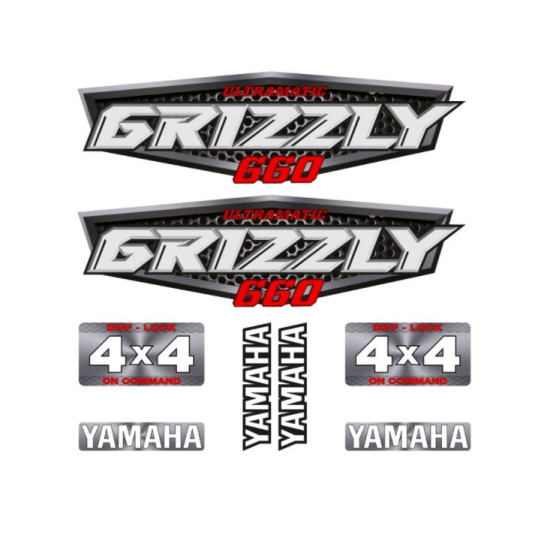 Stickers set Yamaha Grizzly 660 silver color