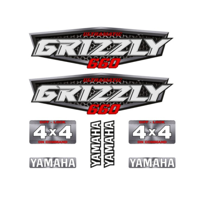 Stickers set Yamaha Grizzly 660 silver color