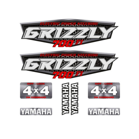 Stickers set Yamaha Grizzly 700 silver color
