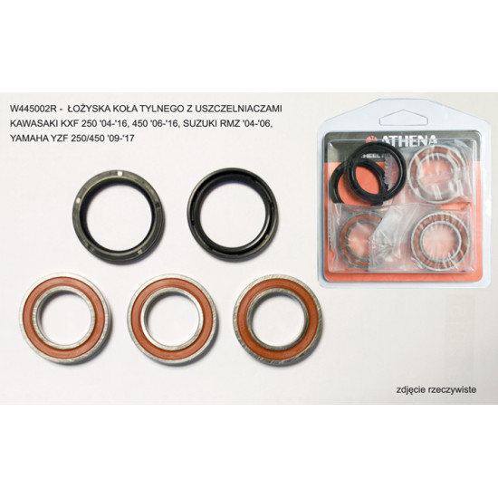 ATHENA rear wheel bearings with seals KAWASAKI KXF 250 '04-'16, 450 '06-'16, SUZUKI RMZ '04-'06, YAMAHA YZF 250/450 '09-'1