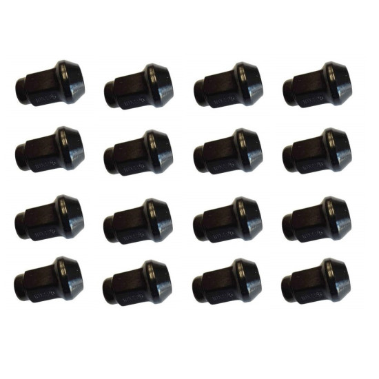 Wheel nut tapered black M10x1,25 Hex 14mm L-28mm to alurims 13271-BK 16 pcs