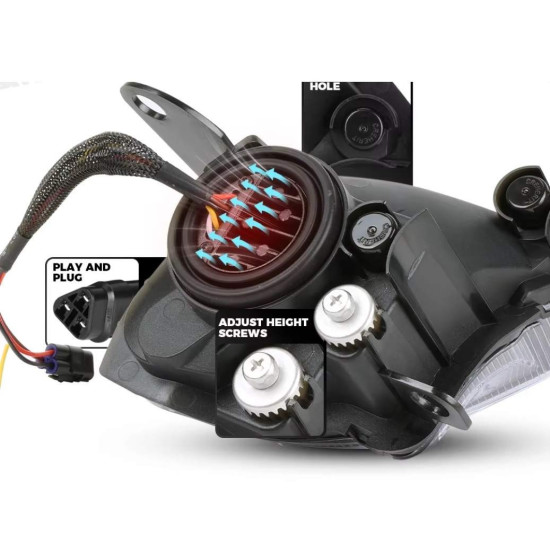 Front led lights with halo Yamaha raptor 250 350 700 YFZ 450R homologation E24