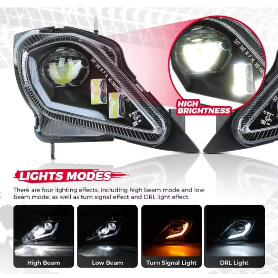 Front led lights with halo Yamaha raptor 250 350 700 YFZ 450R homologation E24