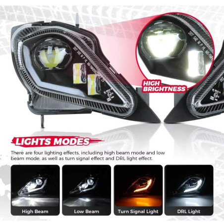 Front led lights with halo Yamaha raptor 250 350 700 YFZ 450R homologation E24