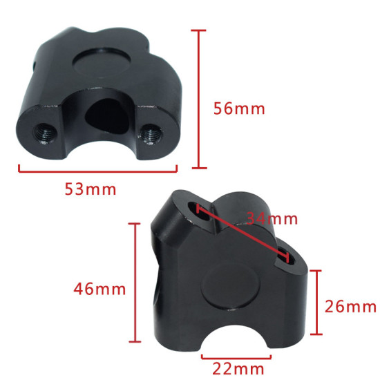 black universal mounting kits from 22mm to 22mm
