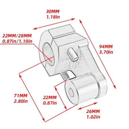 black universal mounting kits from 22mm to 22 28mm , high 60mm black color