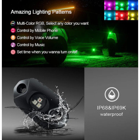 Super Bright 6 Pods RGB LED Rock Lights Set