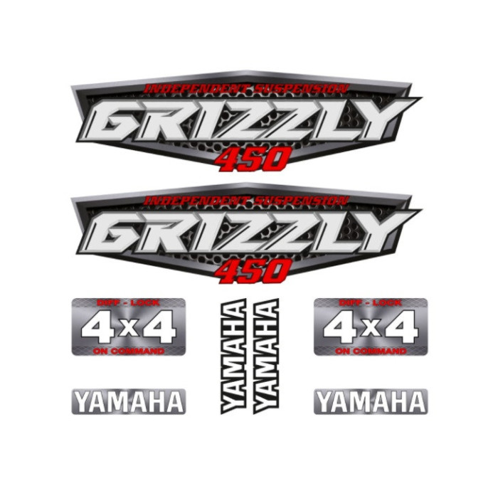 Stickers set Yamaha Grizzly 450 silver color