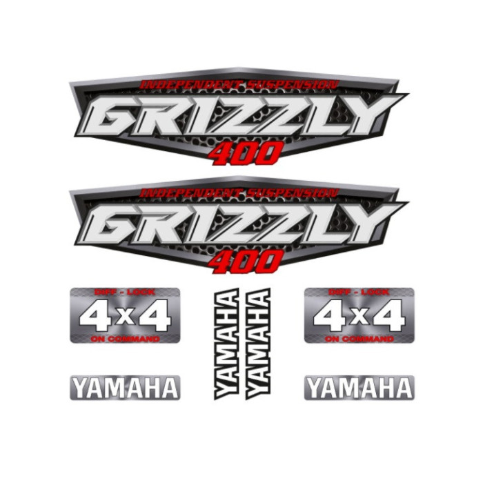 Stickers set Yamaha Grizzly 400 silver color