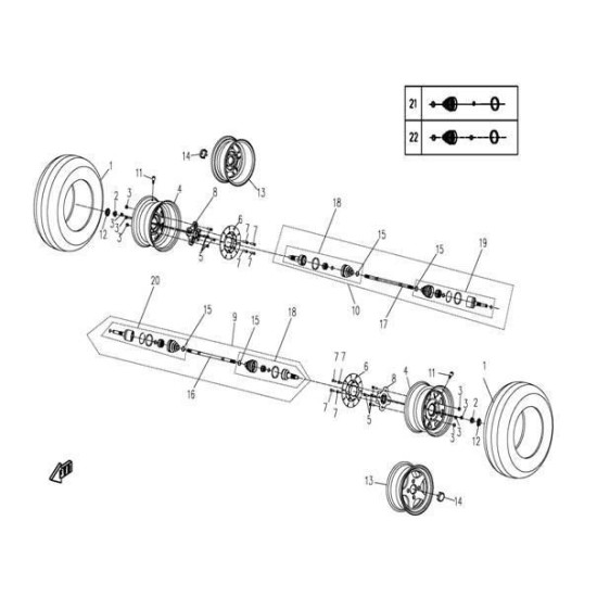 19. Przegub wewnętrzny przedni prawy cfmoto 500 600 9010-270230-1000