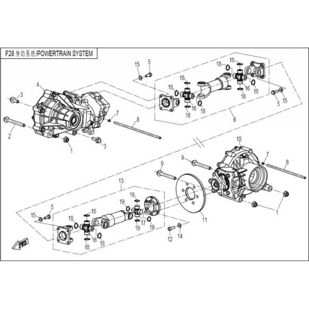 16. U-joint cfmoto 500 600 800 25x64 7020-290130