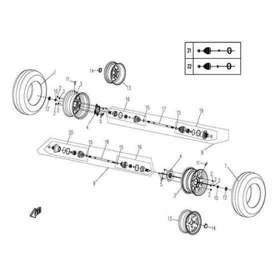 19. cv joint inner right cfmoto 500 X5 9010-280210