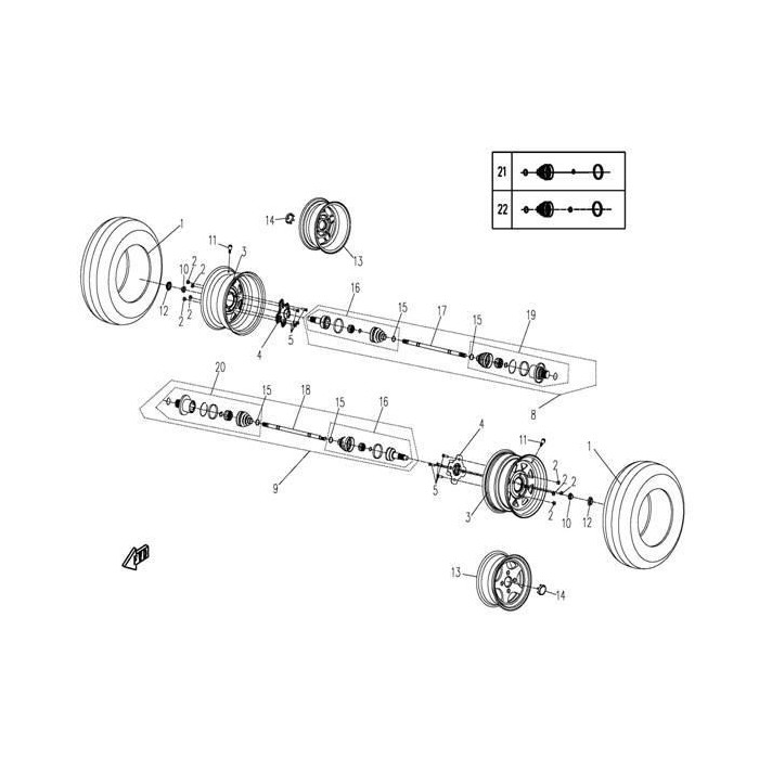 19. cv joint inner right cfmoto 500 X5 9010-280210