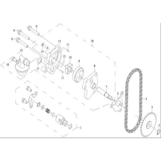 4. CHAIN OIL PUMP CF MOTO X5 500 0180-074000