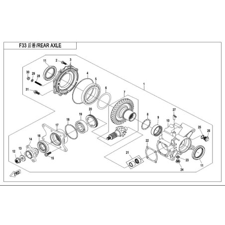 16. OIL SEAL REAR DIFFERENTIAL CFMOTO X5 500 35x61x9
