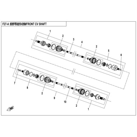 01. CV JOINT OUTTER FRONT REAR cfmoto 500 600 800 9010-270160