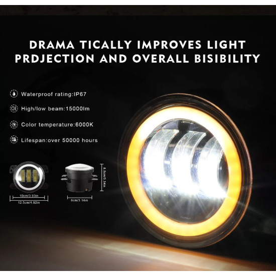 Front led lights with halo ring 2 pcs 4