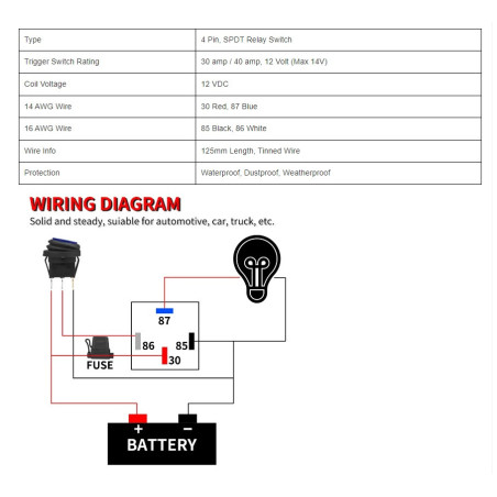 Waterproof relay 4 PINS 12V