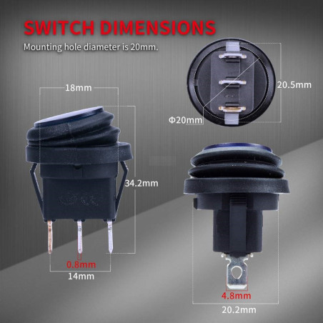switch 100% waterproof PR18101 blue 10 pcs