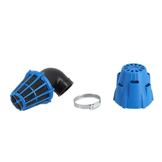 FILTRE A AIR POLINI AIR BOX BLEU ETANCHE 50 COUDE 90 deg D37