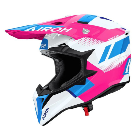 AIROH KASK CROSS ENDURO ATV QUAD WRAAAP VISION KOLOR BIAŁY NIEBIESKI RÓŻOWY ROZMIAR L