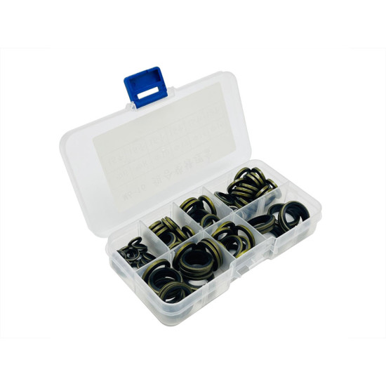 BOX OF COPPER GASKETS INTERIOR DIAMETERS FROM 6 TO 16 - ASSORTED BOX x 85 GASKETS