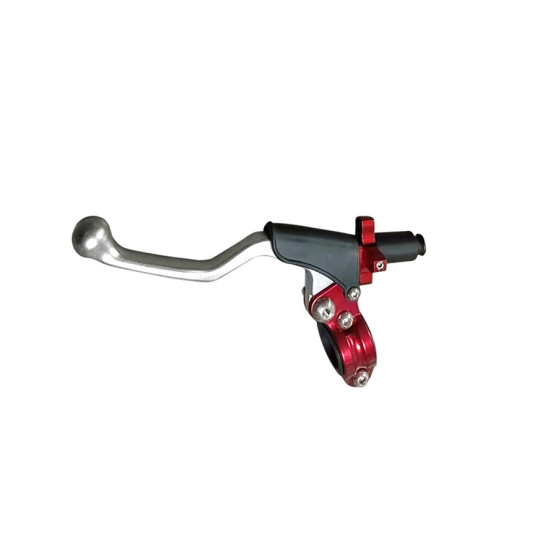 POIGNEE LEVIER EMBRAYAGE CROSS UNIVERSEL ROUGE LEVIER ARGENT