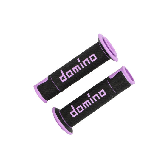 HANDLEBAR GRIPS DOMINO A450 PURPLE BLACK OPEN FOR HANDLEBAR CAPS PAIR