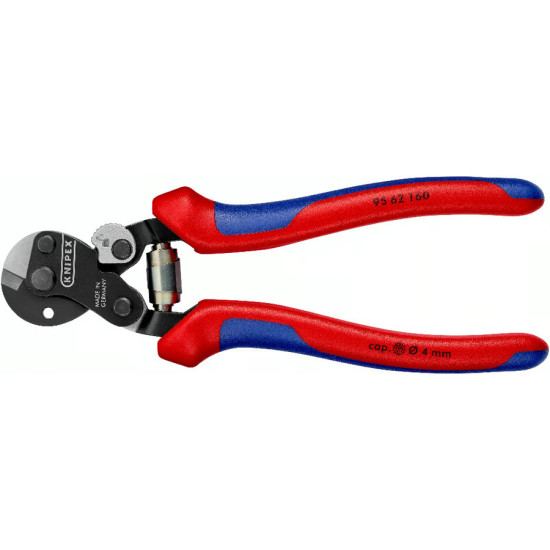 Replės kabelių kirpimui KNIPEX 160 mm, raudonos rankenos su dvigubos medžiagos apvalkalu