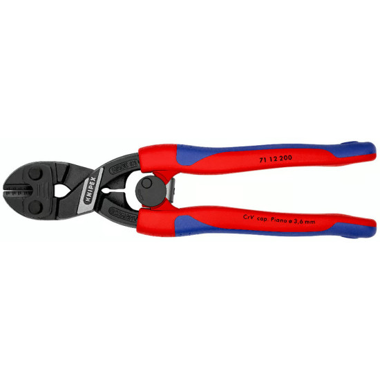 Replės varžtams kirpti KNIPEX COBOLT 200 mm, raudonos rankenos su dvigubos medžiagos apvalkalu