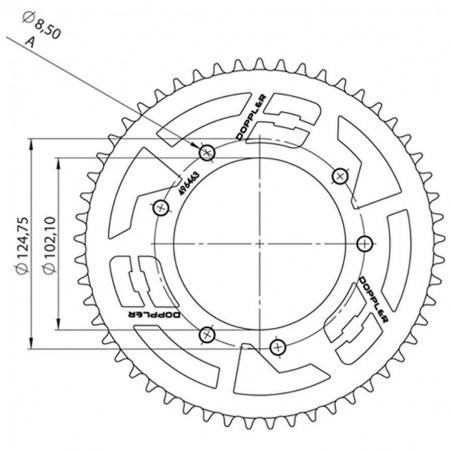 Derbi Senda 50 14x53 sprocket and chain set Doppler