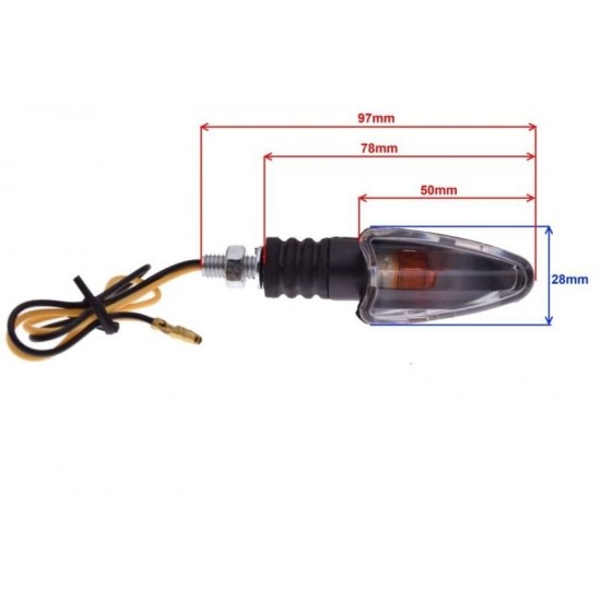 Universal turn signal, black, with clear glass (front right/rear left)